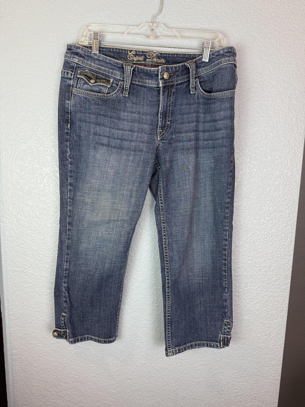 Esprit Jeans Womens 12 Cropped Capri Devoted To Denim Embroidered Pockets Denim